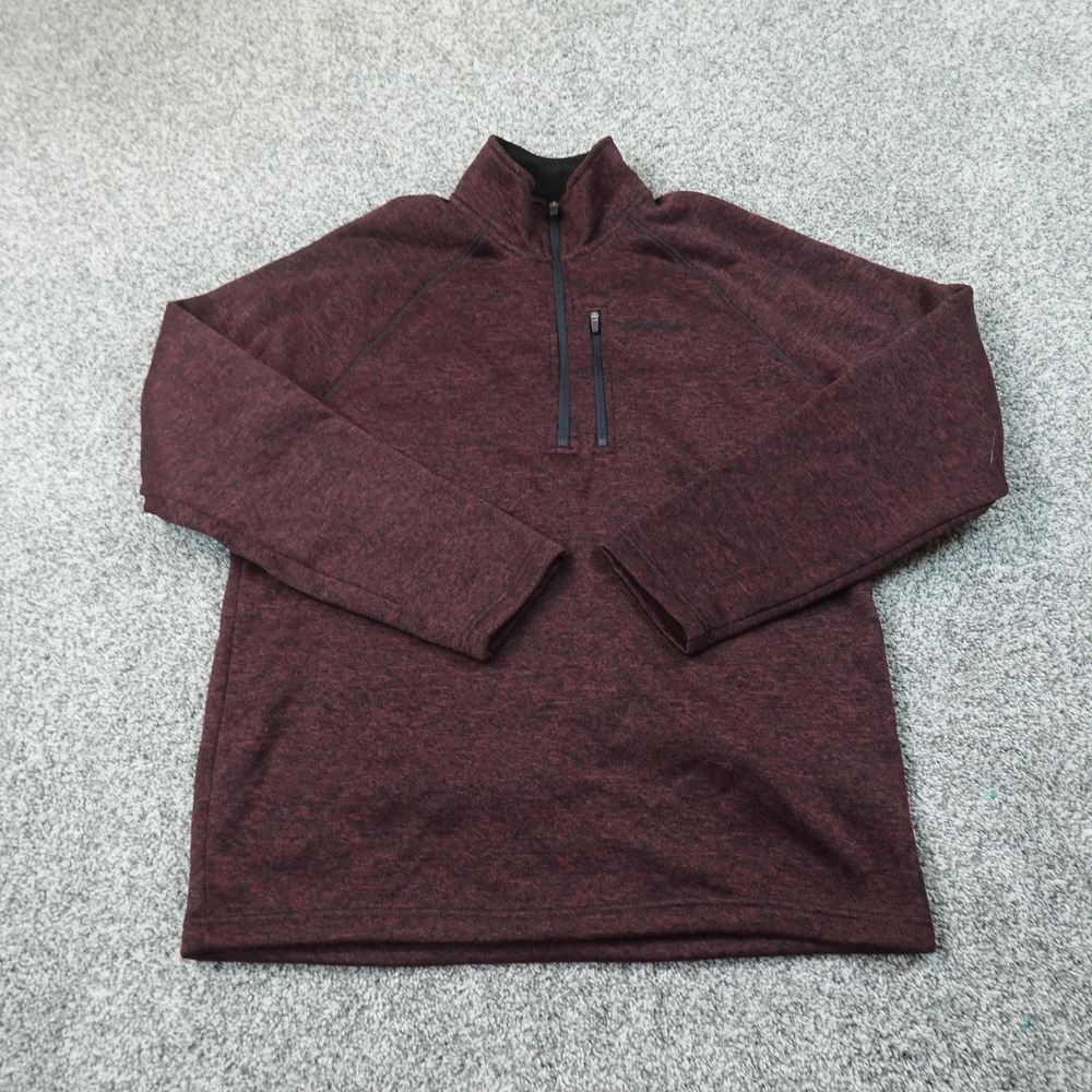 Eddie Bauer Pullover Mens L Red 1/4 Zip Fleece Outdoor Hiking Sweater Sweatshirt